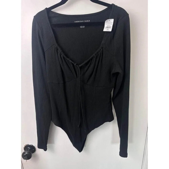 AMERICAN EAGLE BLACK BODYSUIT WITH SNAPS LONG-SLEEVE SZ LARGE #1038 - Picture 1 of 7